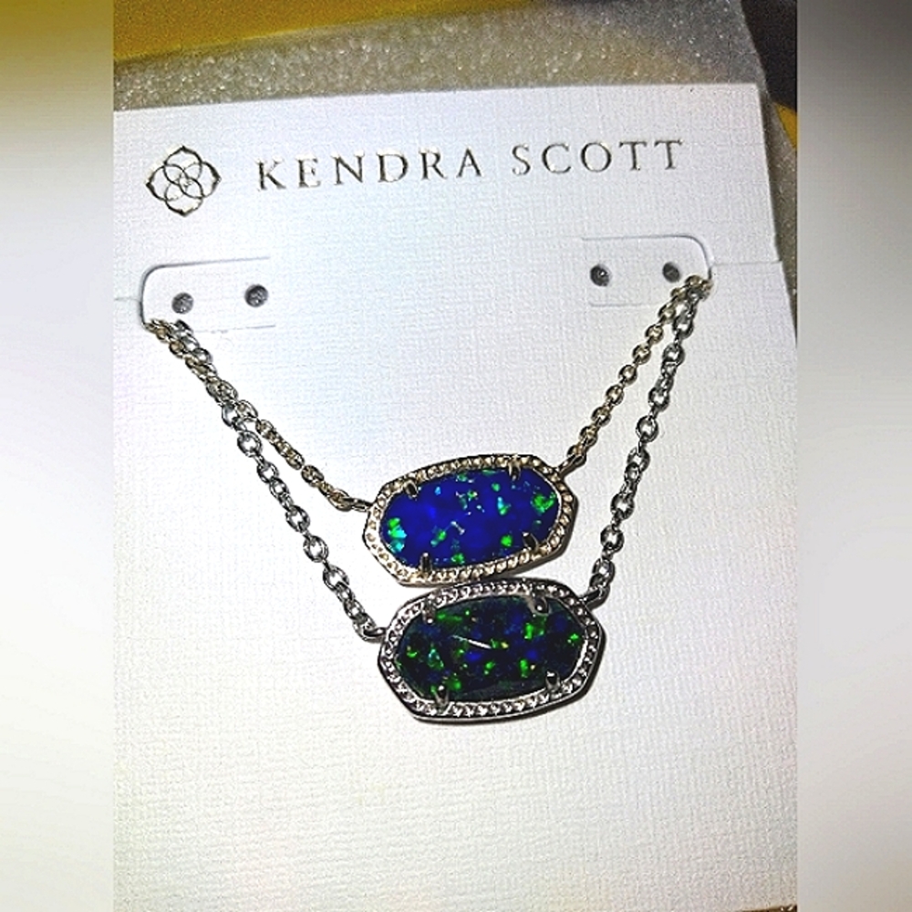 Kendra Scott Elisa Royal Blue or Green Kyocera Opal Gold Plated or Silver - Picture 6 of 16